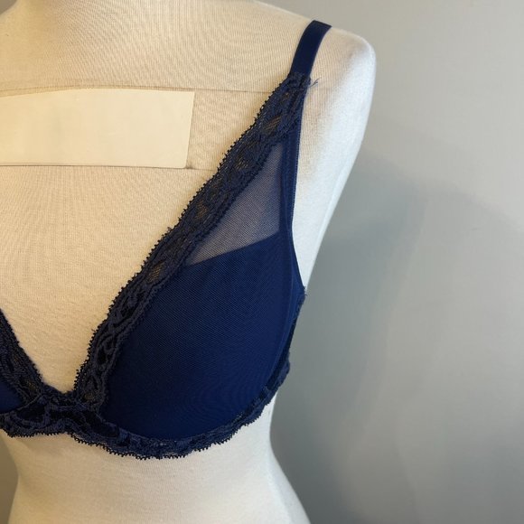 NWOT‎ NATORI Feathers Contour Plunge Bra in Blue Green/Ink (32D) - Picture 4 of 10